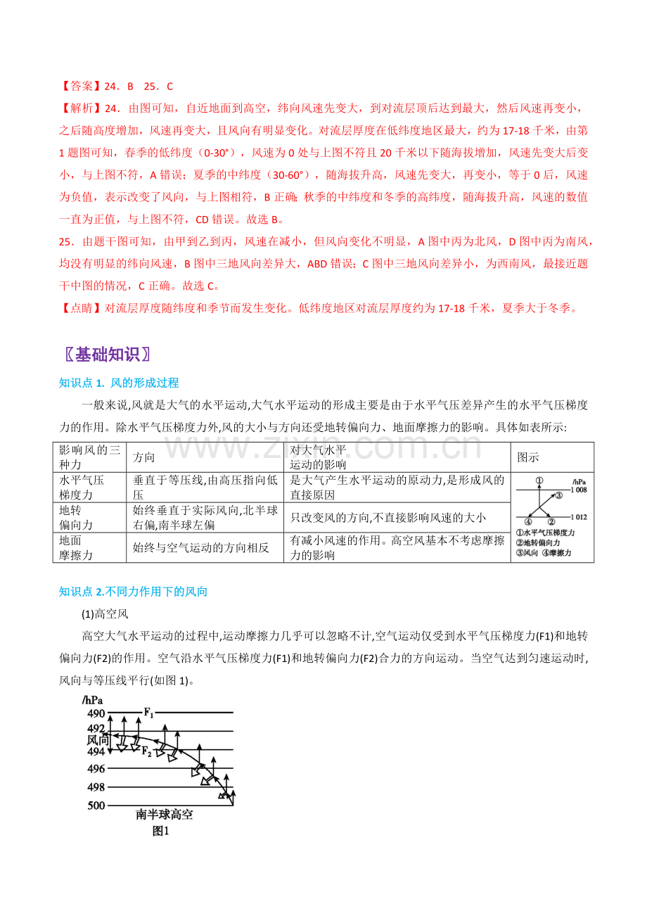 第24-25题：大气的水平运动-备战2023年1月高考地理真题面对面押题精讲练(解析版).docx_第2页