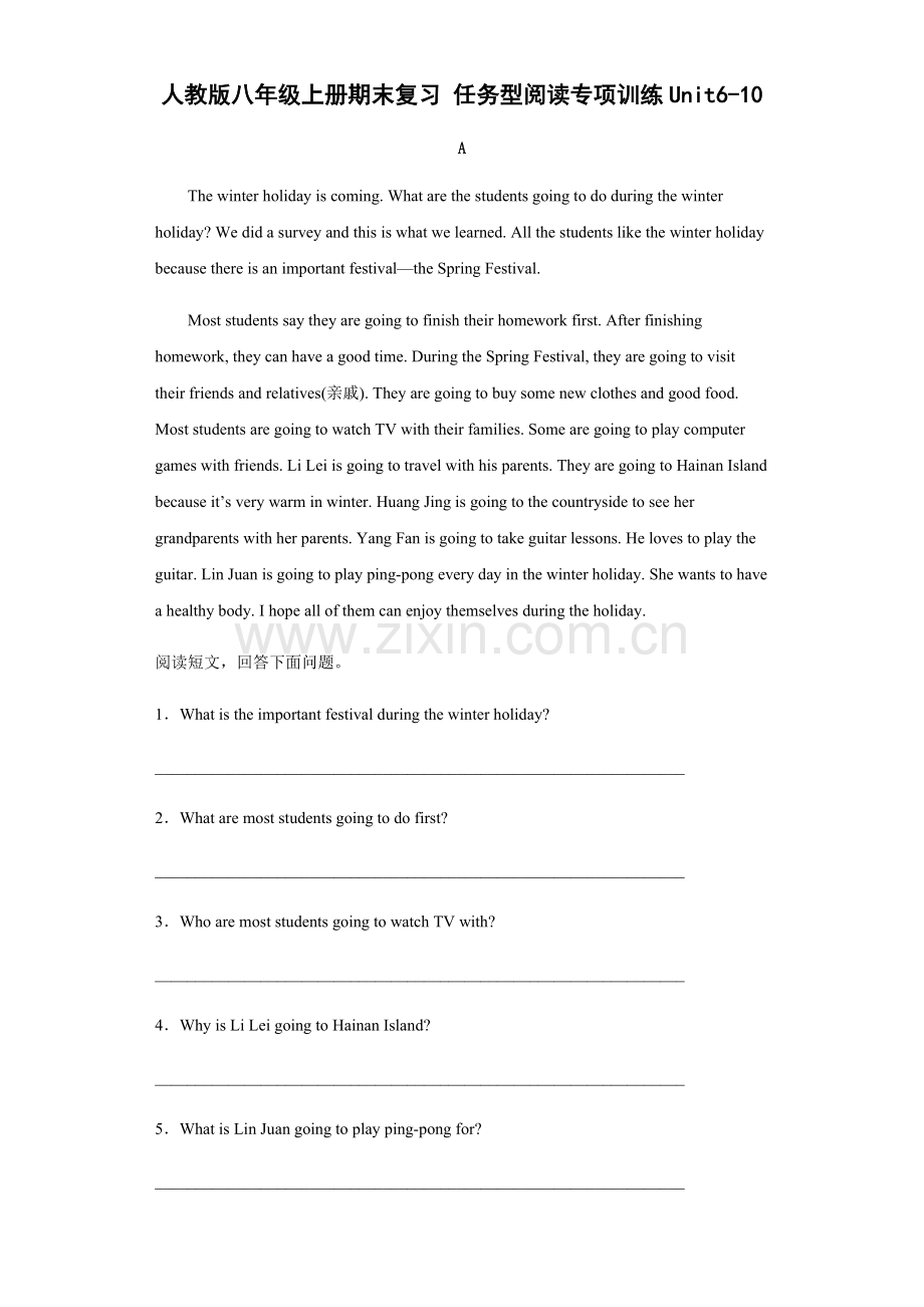 Units6-10任务型阅读专项训练人教版英语八年级上册.docx_第1页