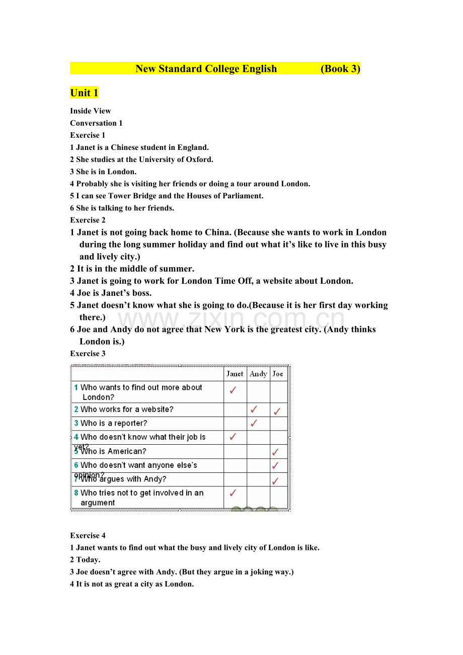 新标准大学英语视听说教程3_Units_1-10答案.doc_第1页