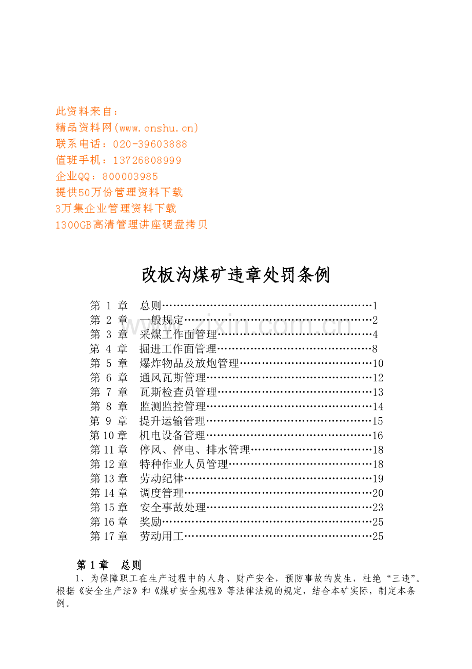 改板沟煤矿违章处罚制度.docx_第1页