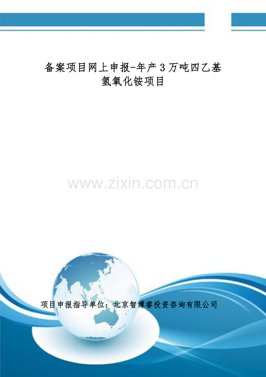 备案项目网上申报-年产3万吨四乙基氢氧化铵项目(申报大纲).doc_第1页