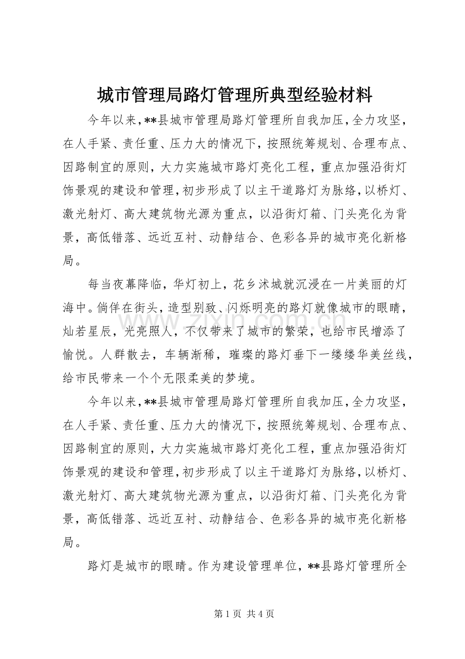 城市管理局路灯管理所典型经验材料 (2).docx_第1页