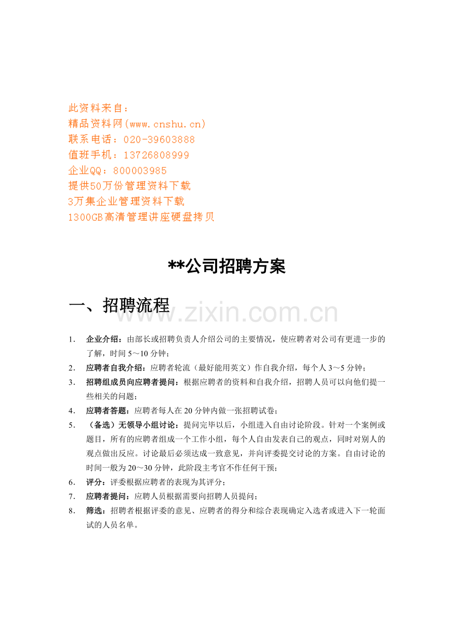 现代公司招聘方案.doc_第1页