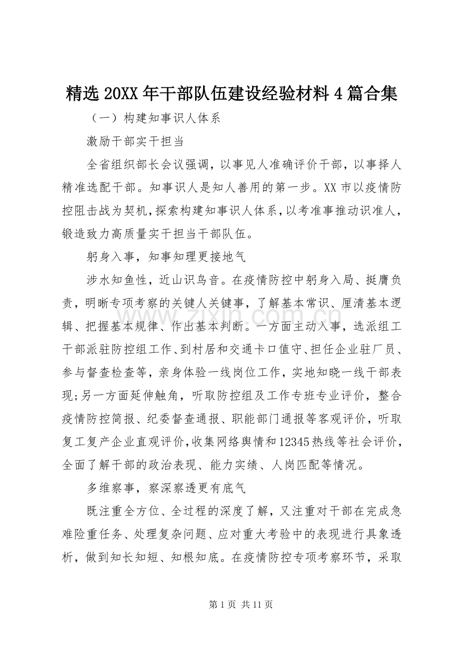 20XX年干部队伍建设经验材料4篇合集.docx_第1页