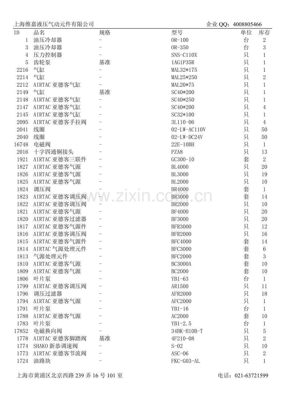 上海维嘉液压气动产品库存.doc_第1页