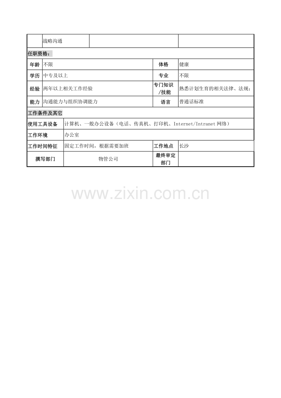 物管行业-计划生育专干岗位说明书.docx_第2页