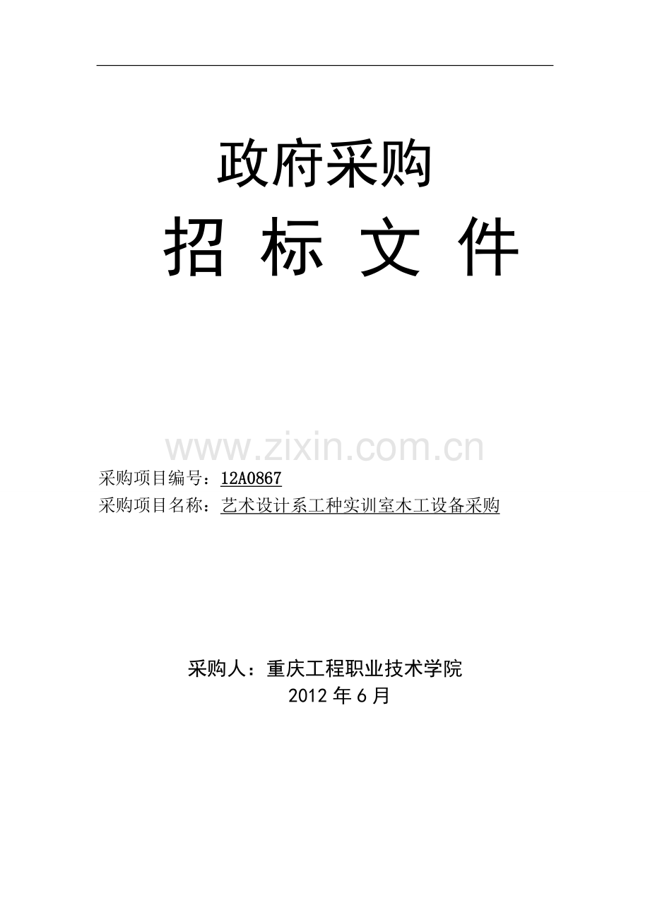 工种实训室木工设备采购文件20120625.doc_第1页