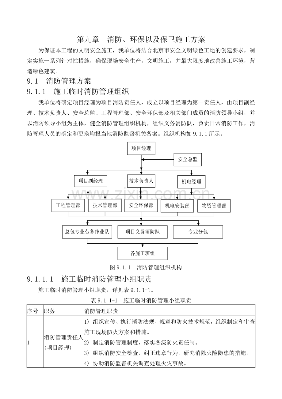 消防、环保以及保卫施工方案.docx_第1页