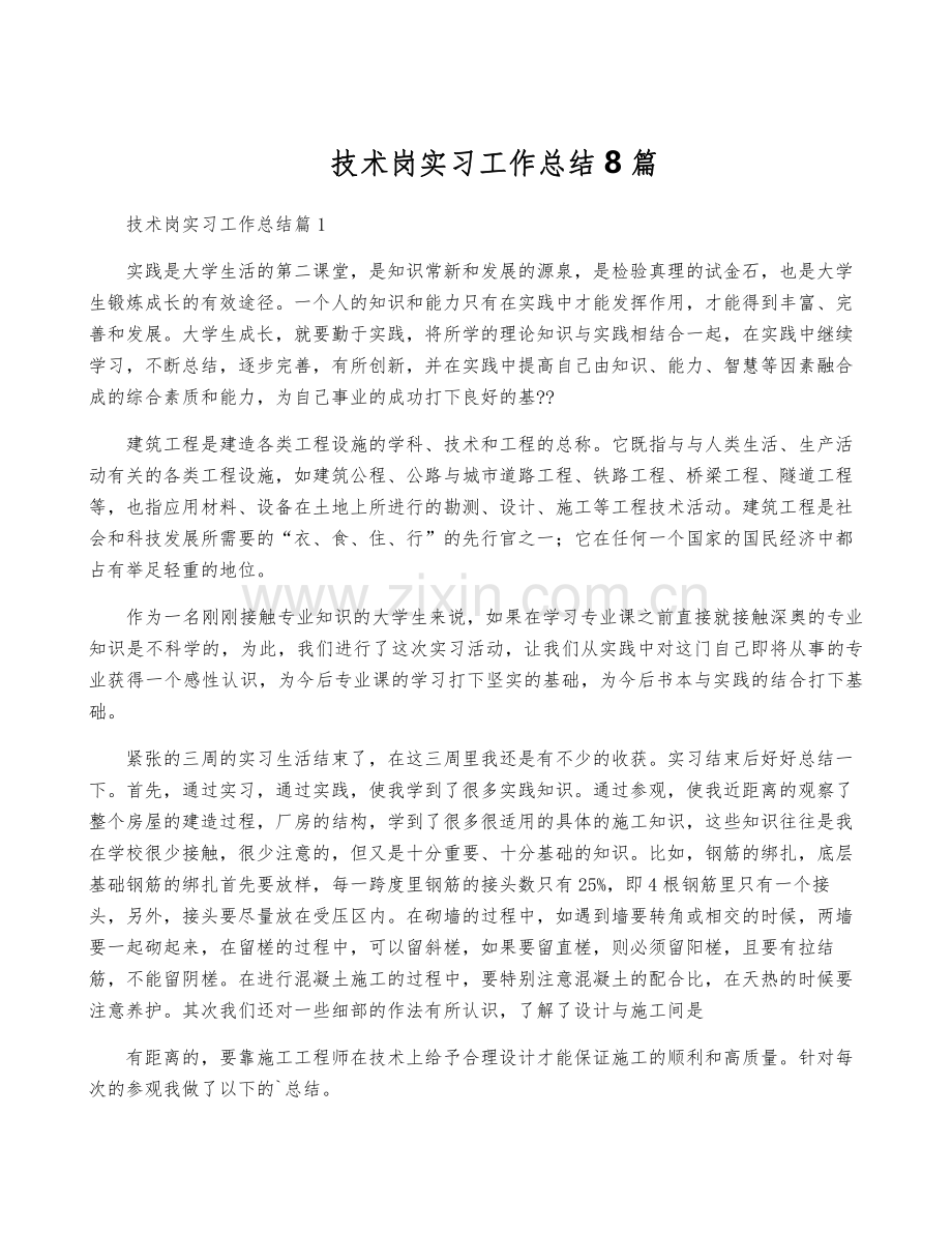 技术岗实习工作总结8篇.pdf_第1页