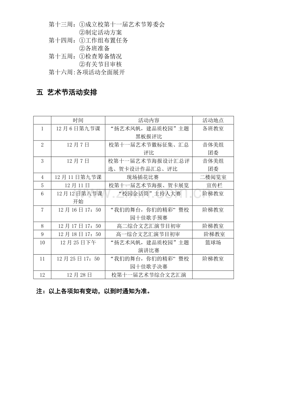 萧山八中第五届艺体周工作计划.docx_第2页