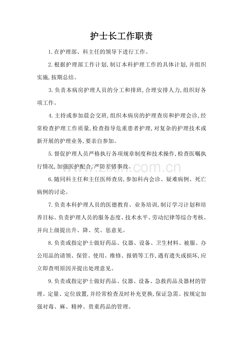 护士长工作职责概论.docx_第1页