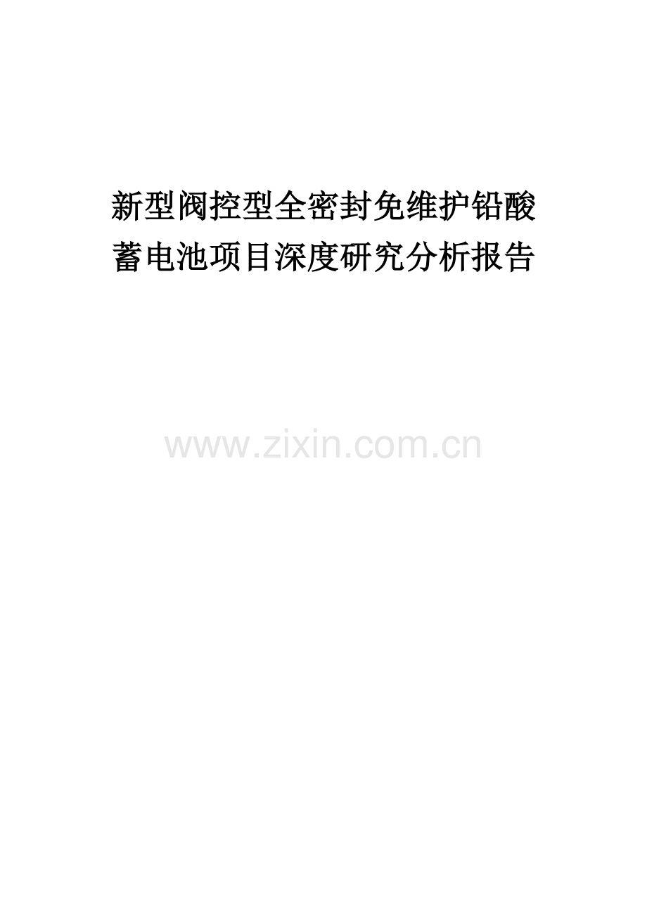 新型阀控型全密封免维护铅酸蓄电池项目深度研究分析报告.docx_第1页