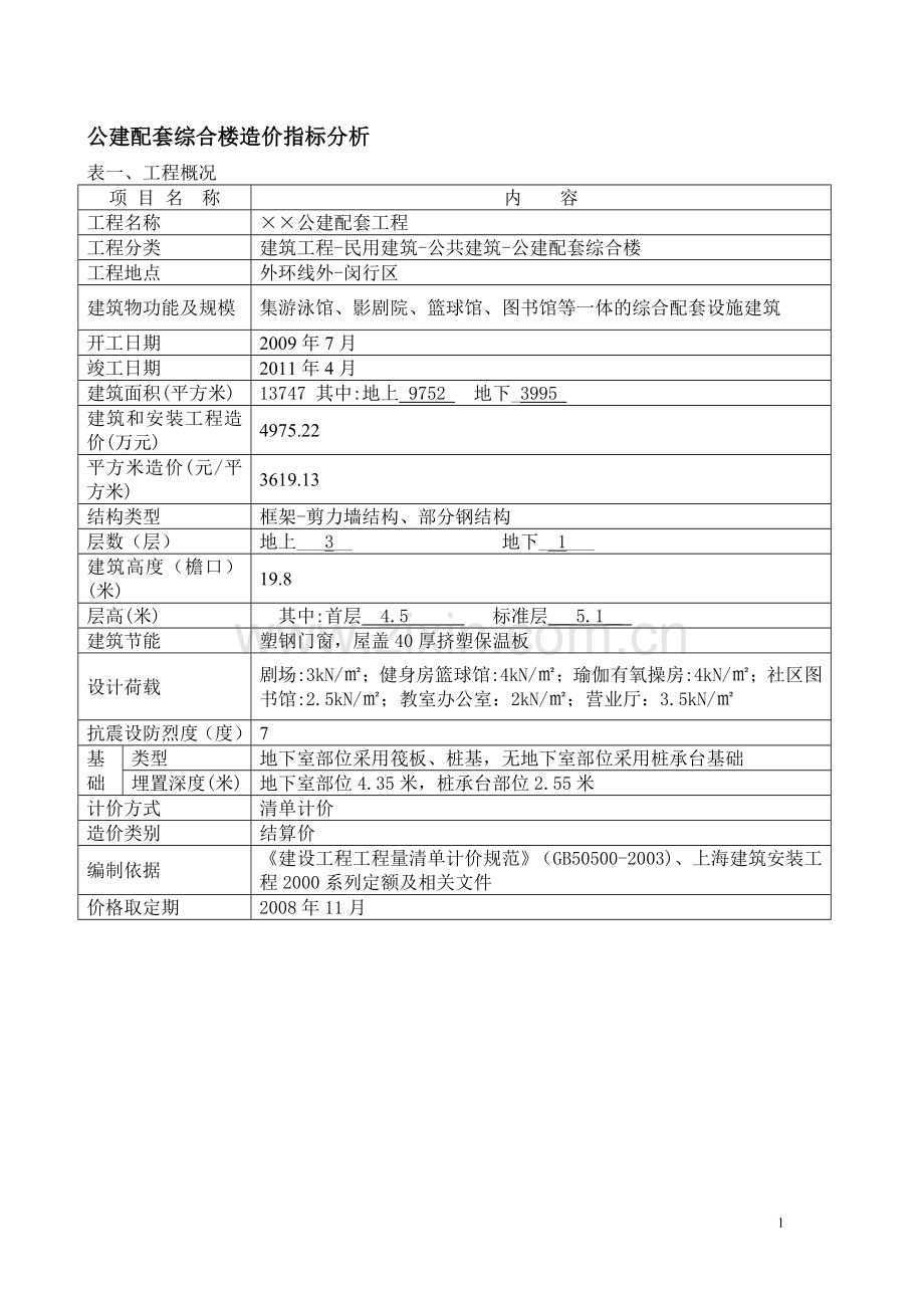 公建配套综合楼造价指标分析.doc_第1页