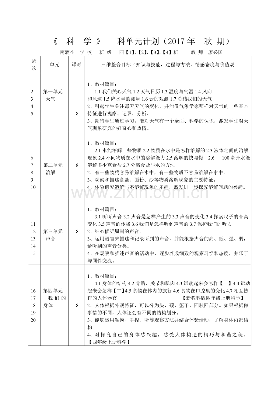 科单元计划4年级上册.doc_第1页
