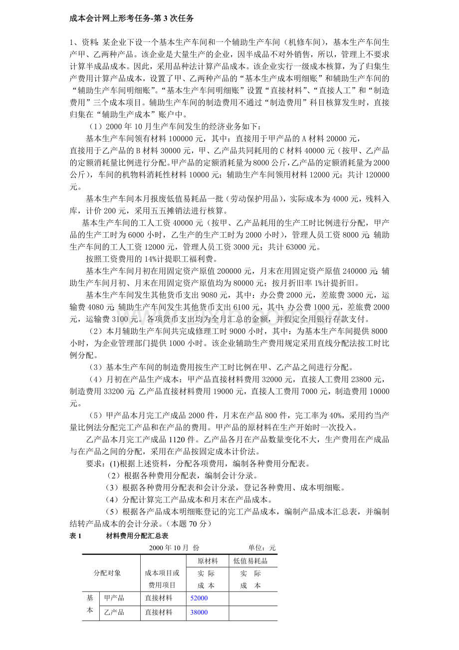 电大成本会计网上形考作业任务03.docx_第1页