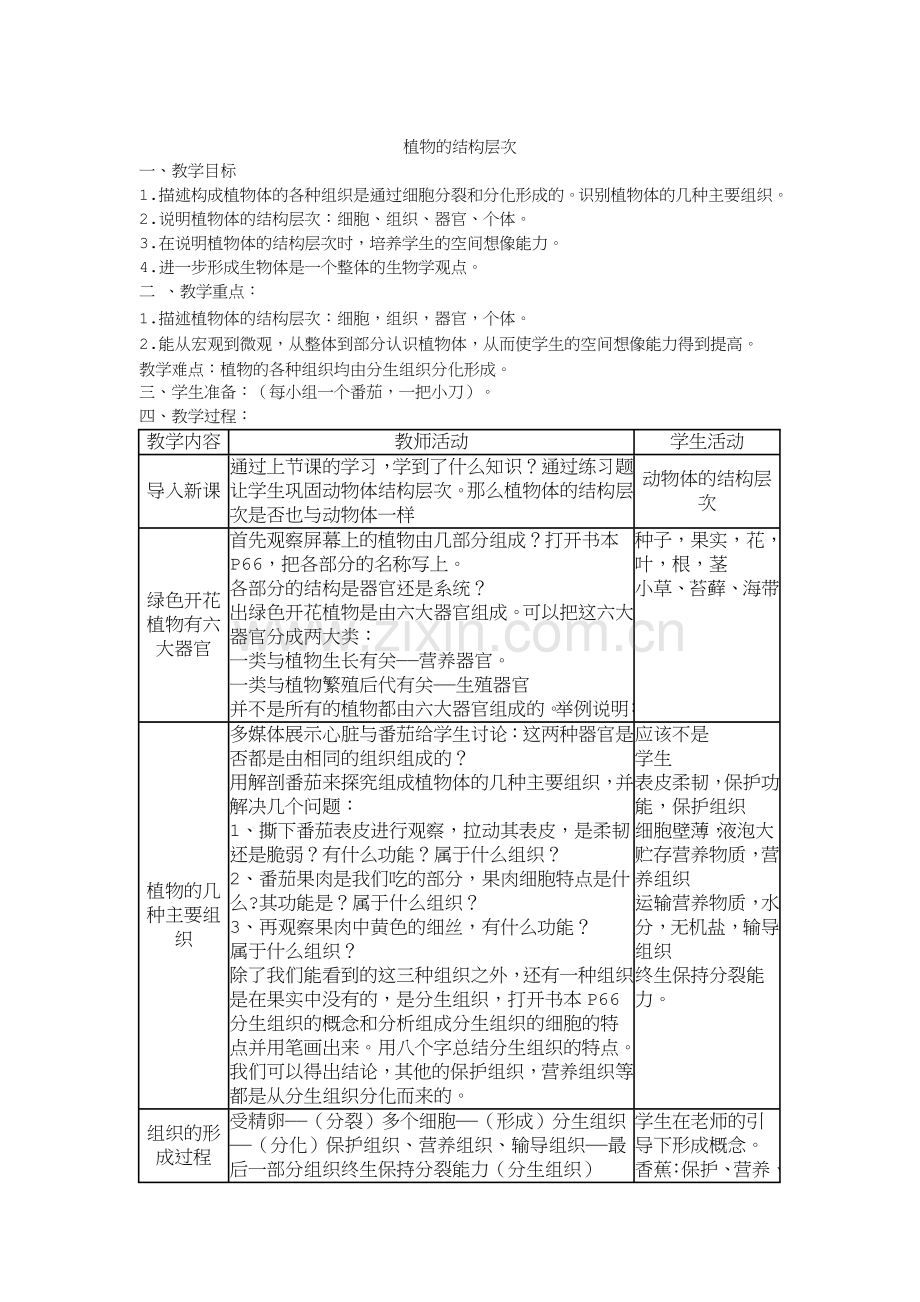 七年级生物、植物的结构层次.doc_第1页