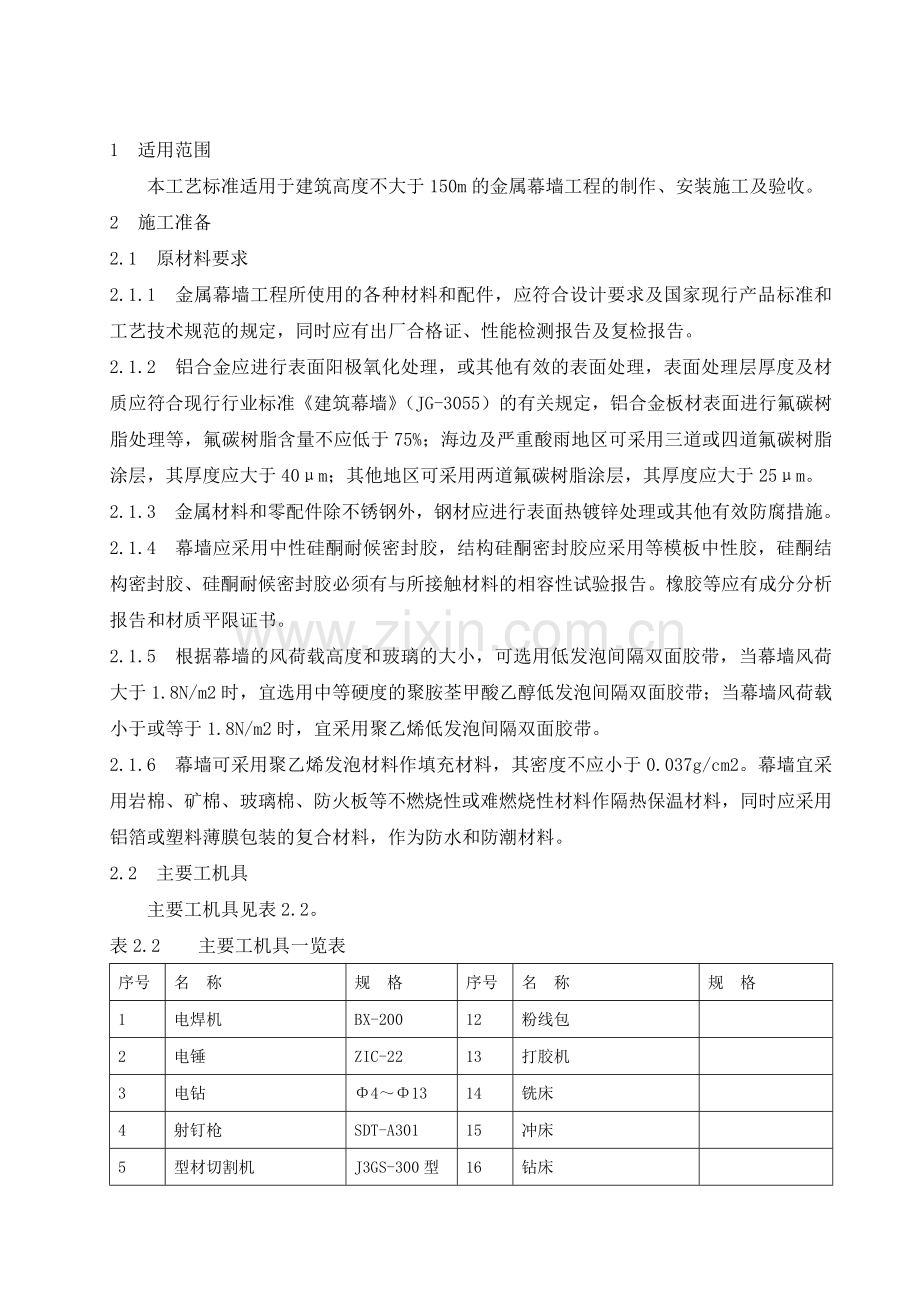 金属幕墙施工工艺.docx_第1页