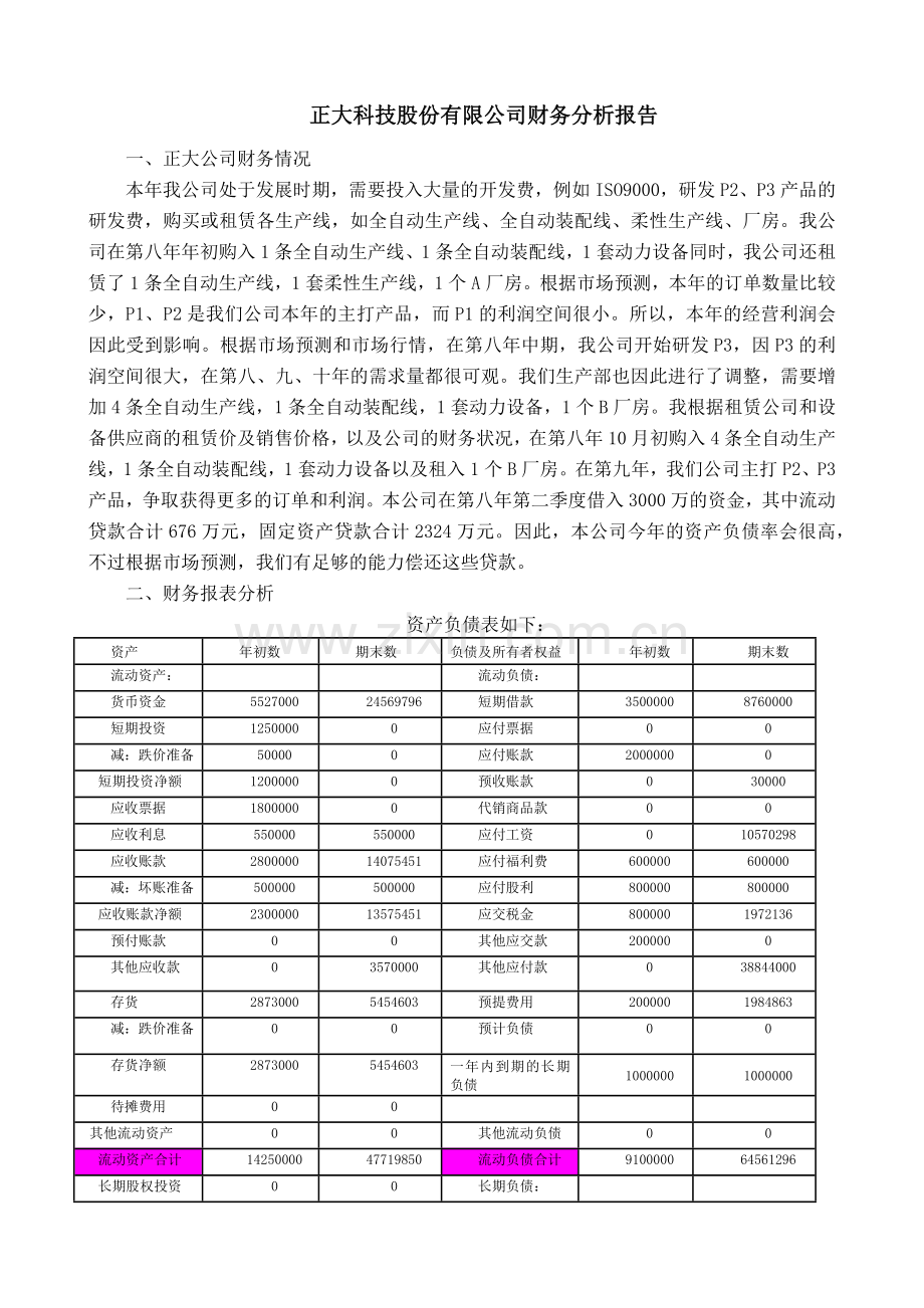 正大科技股份有限公司财务分析报告.docx_第1页