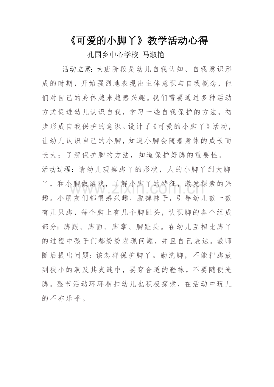 可爱的小脚丫游戏活动方案总结.docx_第1页