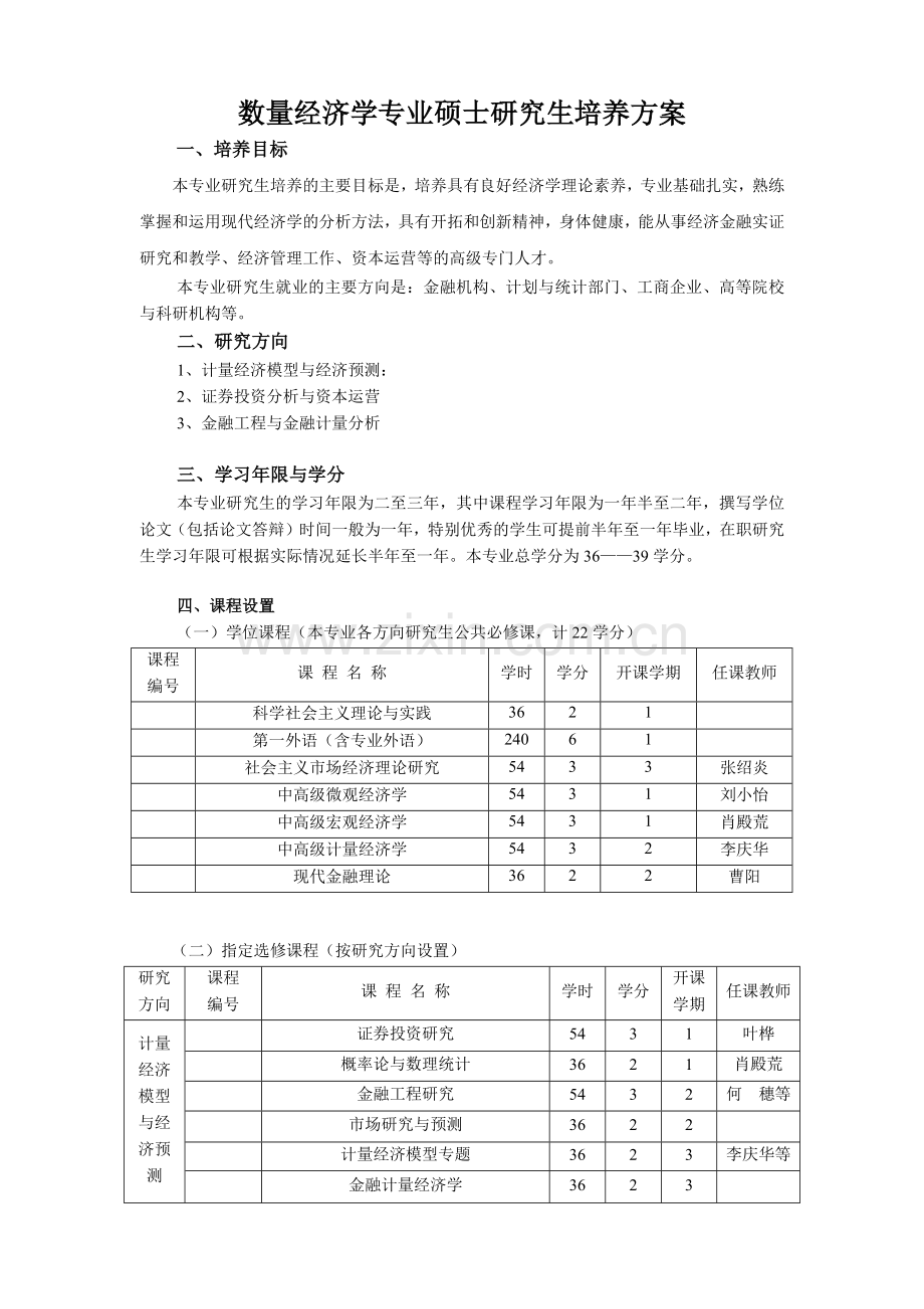 数量经济学专业硕士培养方案-西方经济学专业硕士研究.docx_第2页