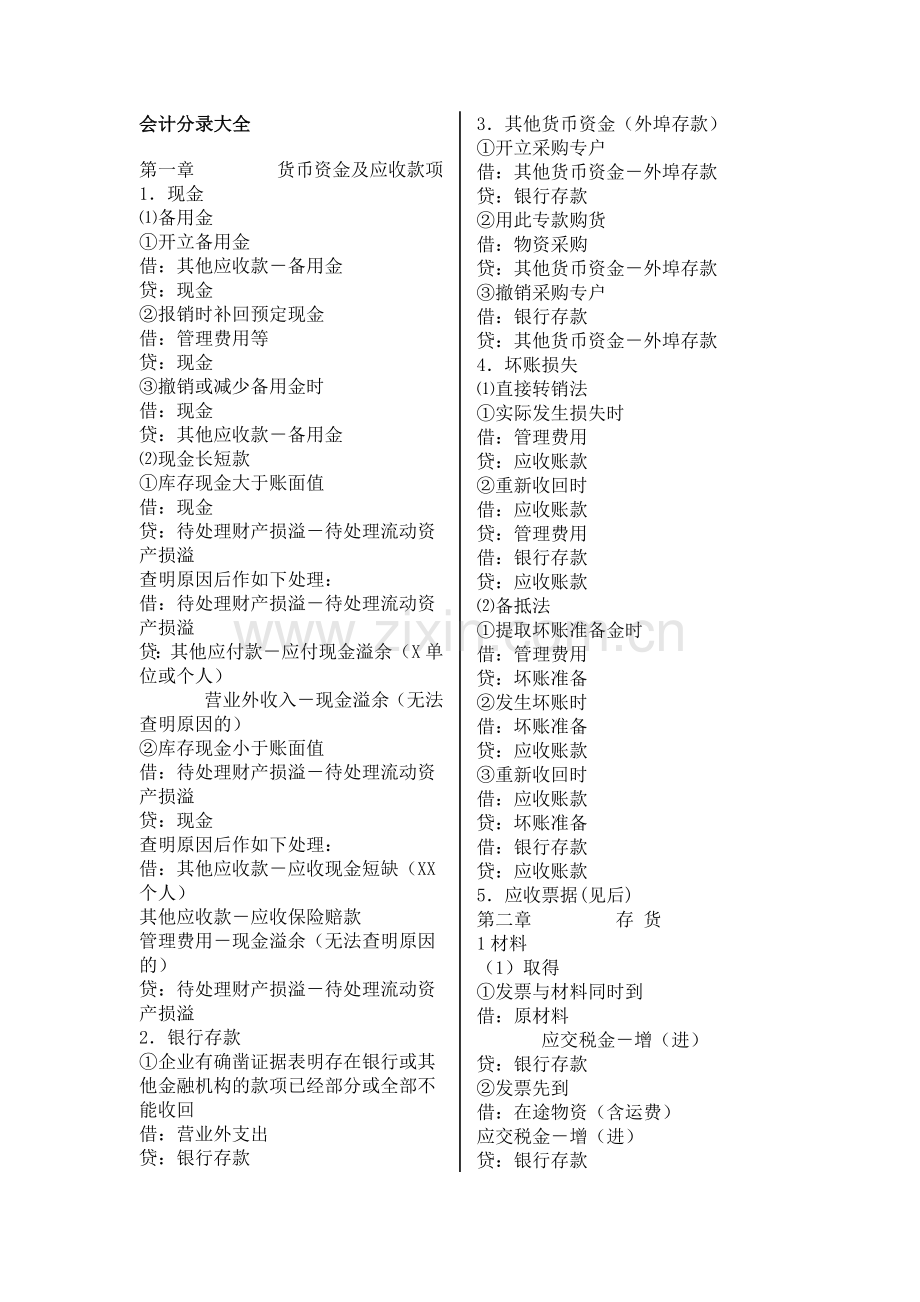 会计从业资格考试——分录大全.docx_第1页