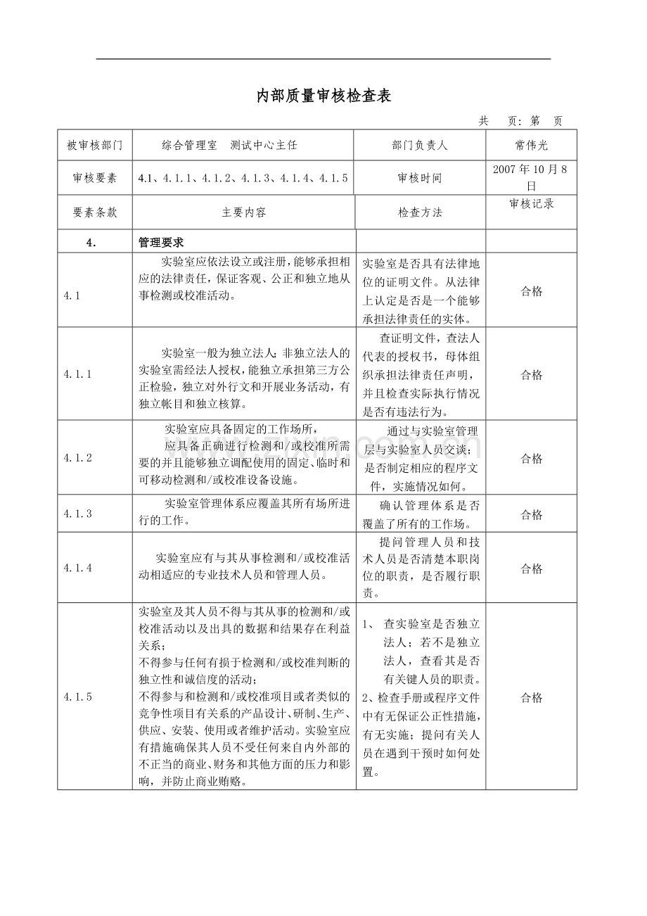 内审检查表实用版.doc_第1页