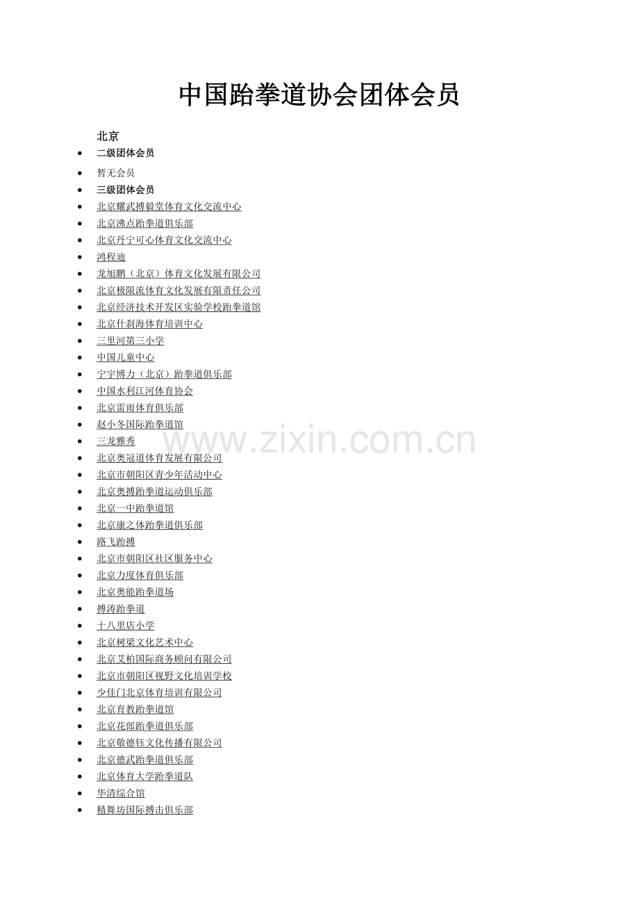 中国跆拳道协会团体会员.docx_第1页