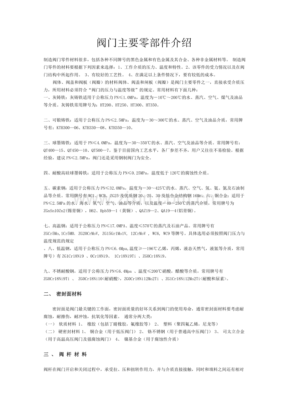 阀门主要零部件介绍.doc_第1页