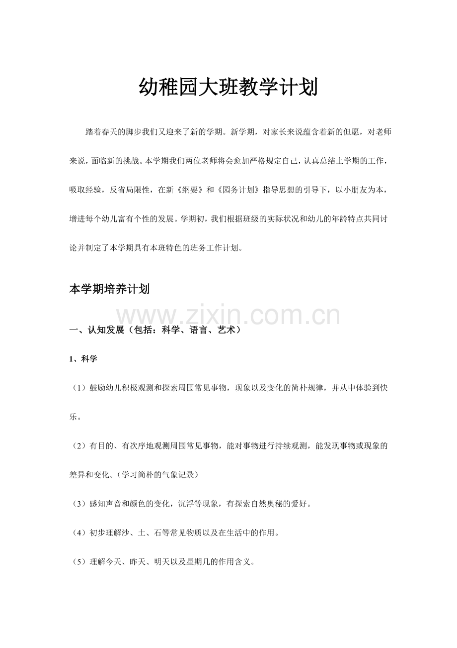 新版幼儿园教学计划.doc_第1页
