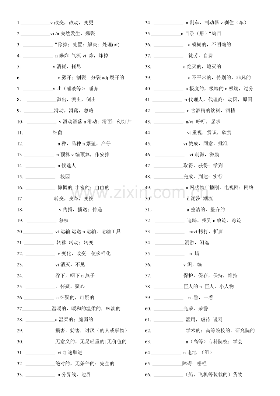 高考英语通关必备词汇(默写).doc_第1页
