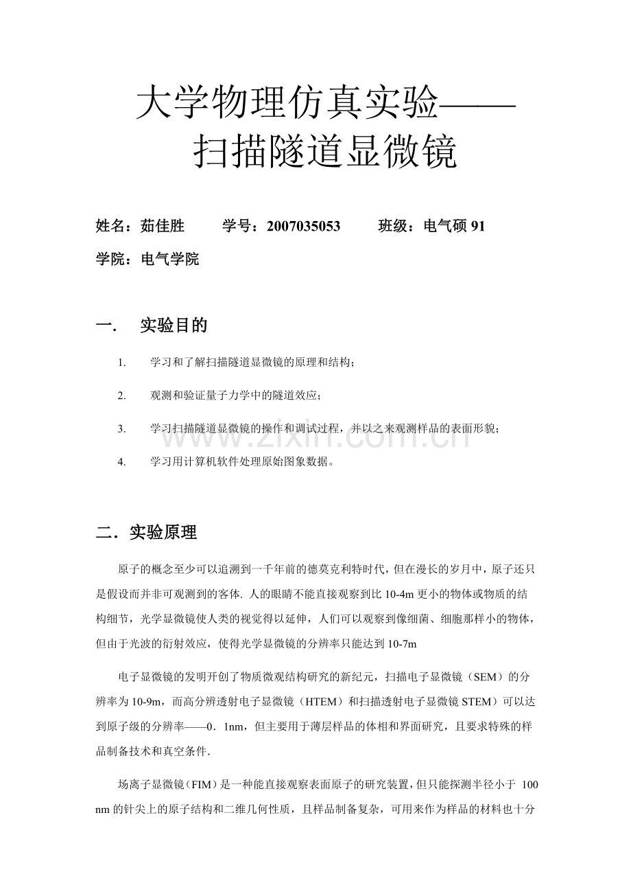 仿真实验——扫描隧道显微镜.docx_第1页