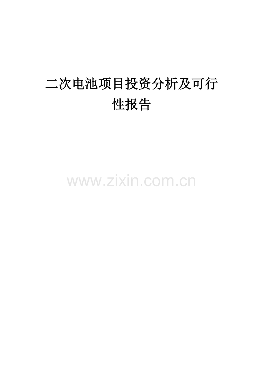 二次电池项目投资分析及可行性报告.docx_第1页