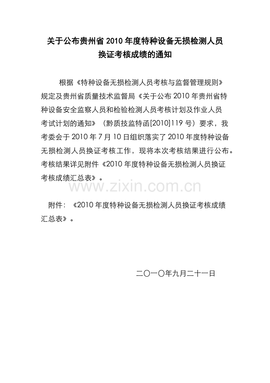 关于公布贵州省XXXX年度特种设备无损检测人员.docx_第1页