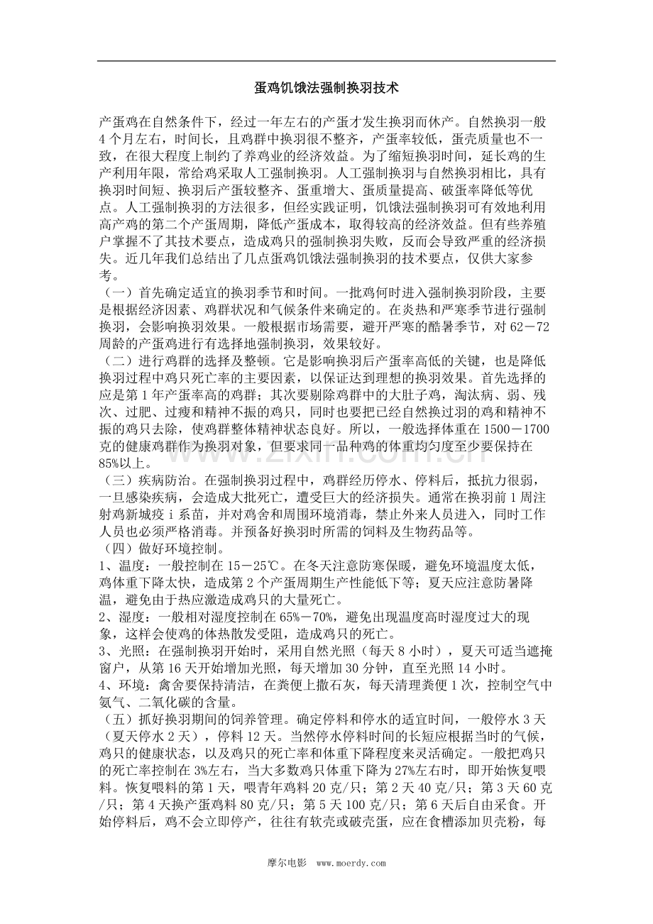 蛋鸡饥饿法强制换羽技术.doc_第1页