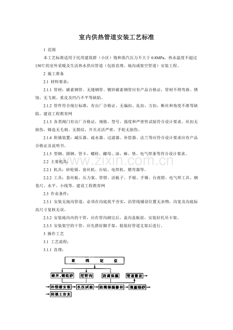 室内供热管道安装工艺标准96.docx_第1页