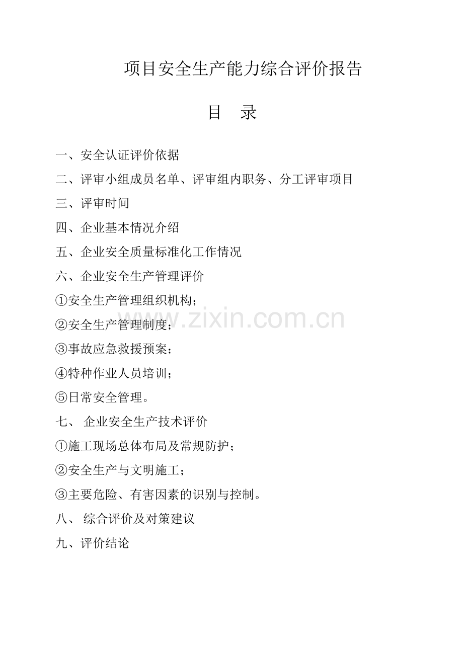 五-2、安全生产能力综合评价报告.docx_第1页