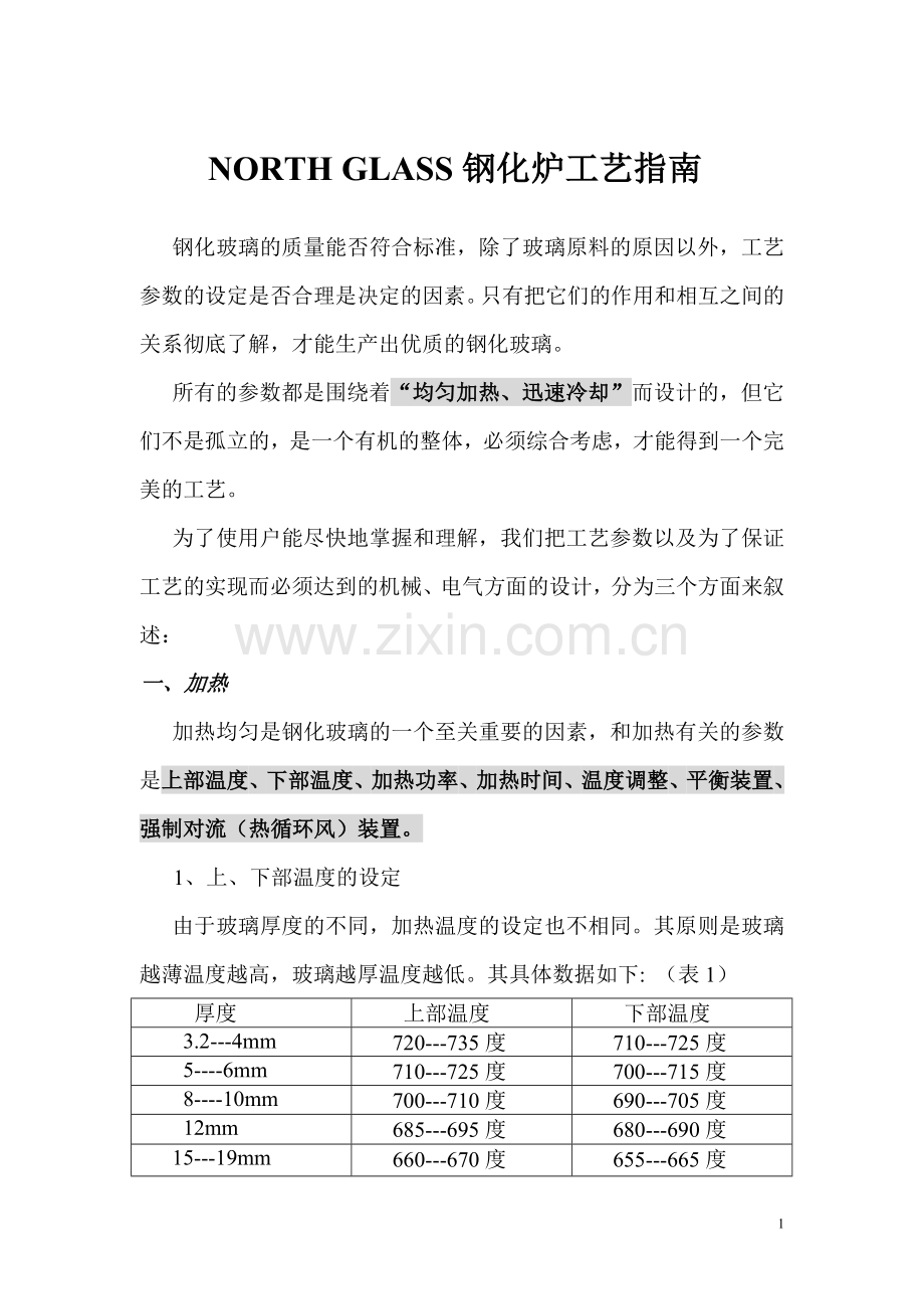 northglass钢化炉工艺指南.doc_第1页
