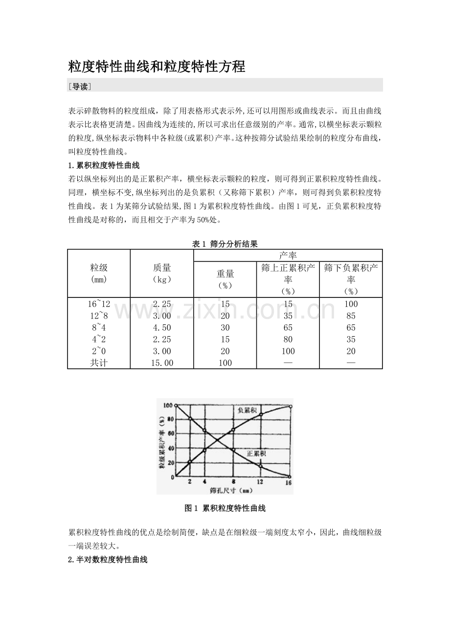 粒度特性曲线和粒度特性方程.doc_第1页