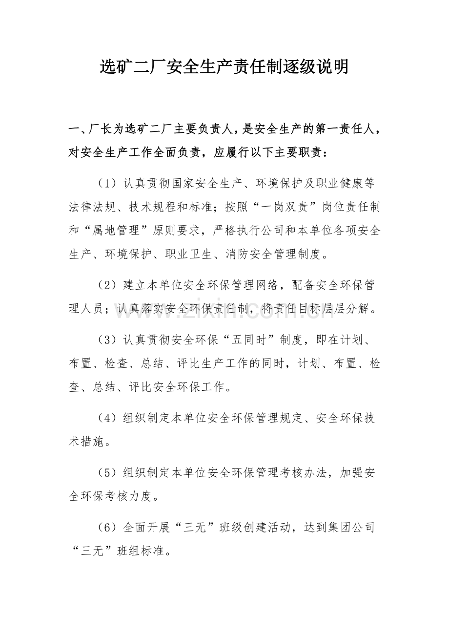 选矿厂安全生产责任制逐级说明.docx_第1页