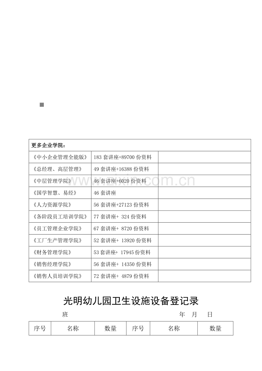 某幼儿园卫生设施设备登记录.docx_第1页