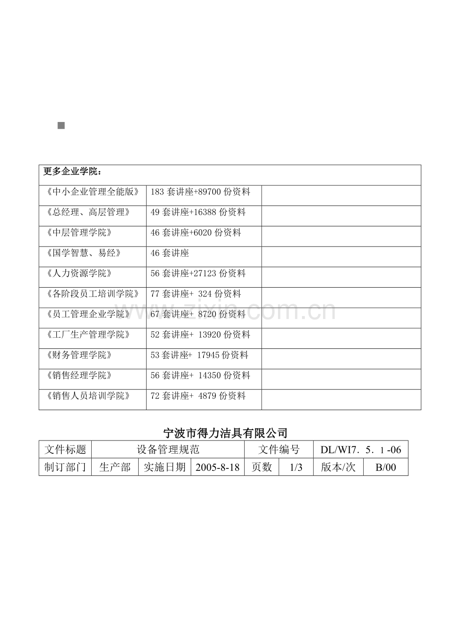 某洁具有限公司设备管理规范.docx_第1页