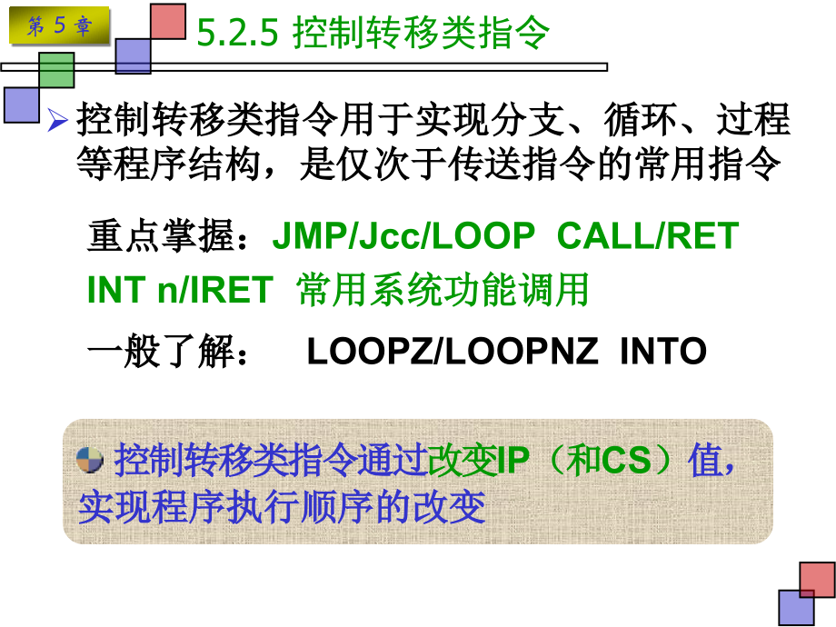 微机原理 第5章5.2.5控制转移类指令与处理器控制指令.ppt_第1页