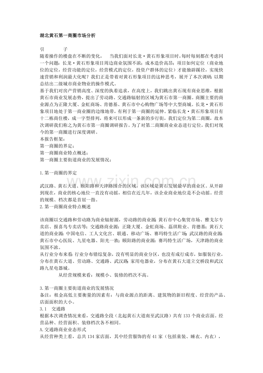 湖北黄石第一商圈市场分析.docx_第1页