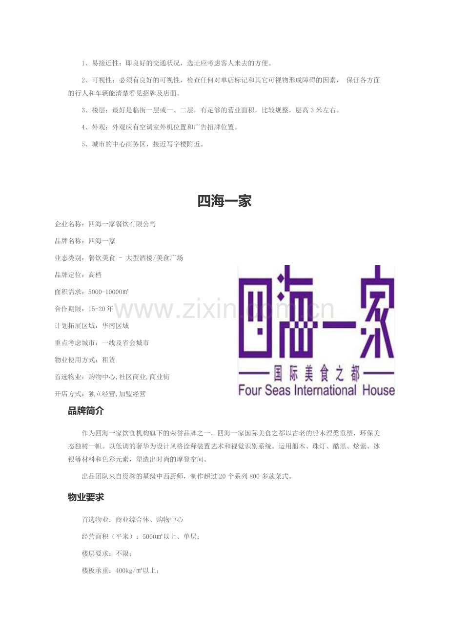 近百家知名餐饮企业品牌介绍logo及物业选址要求.docx_第2页