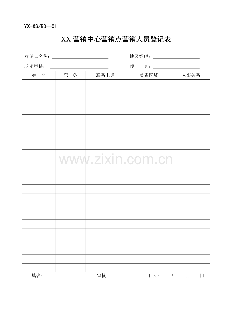 某公司营销中心管理表格.docx_第1页