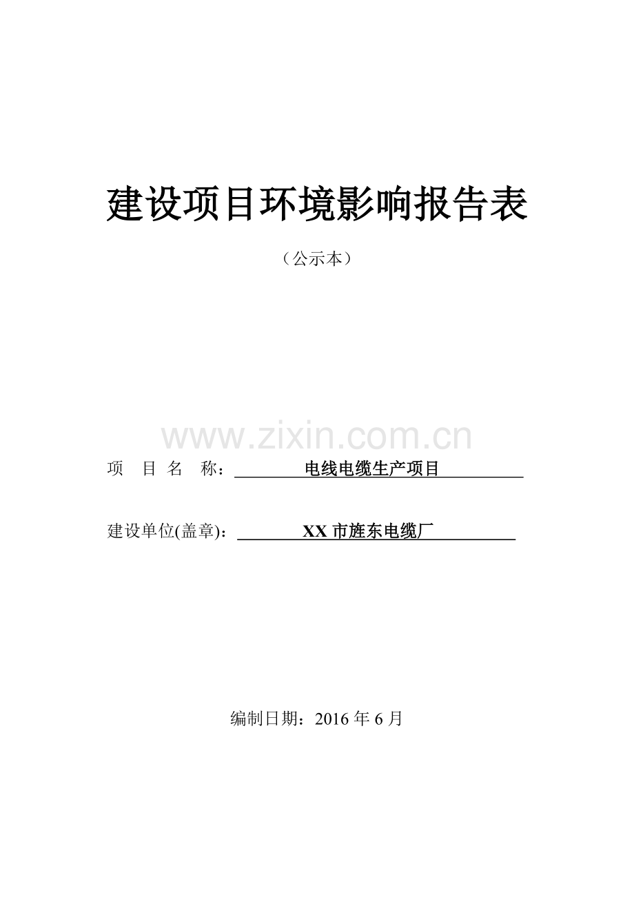 电线电缆生产项目建设项目环境影响报告表.docx_第1页