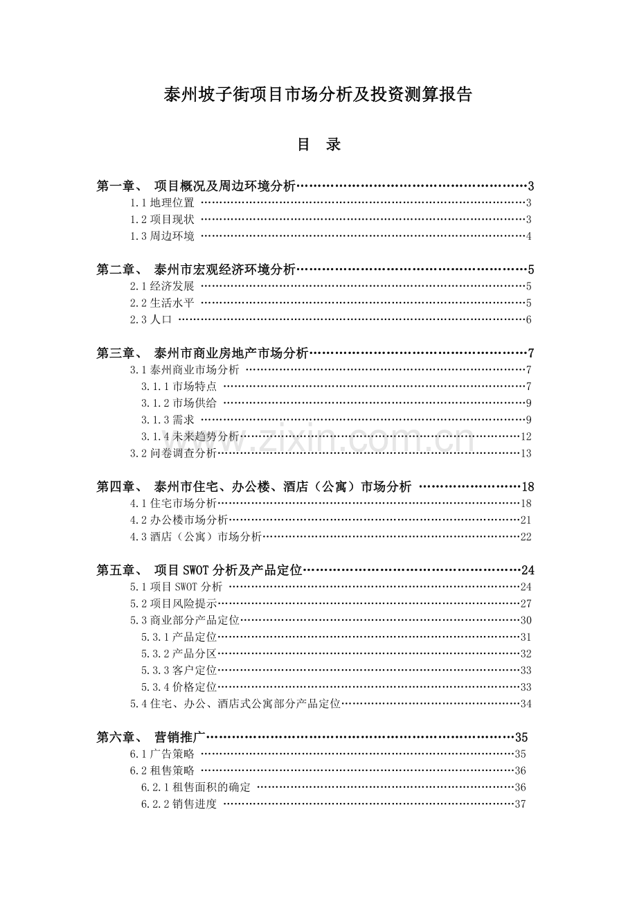 泰州坡子街项目市场分析及投资测算管理报告.docx_第1页