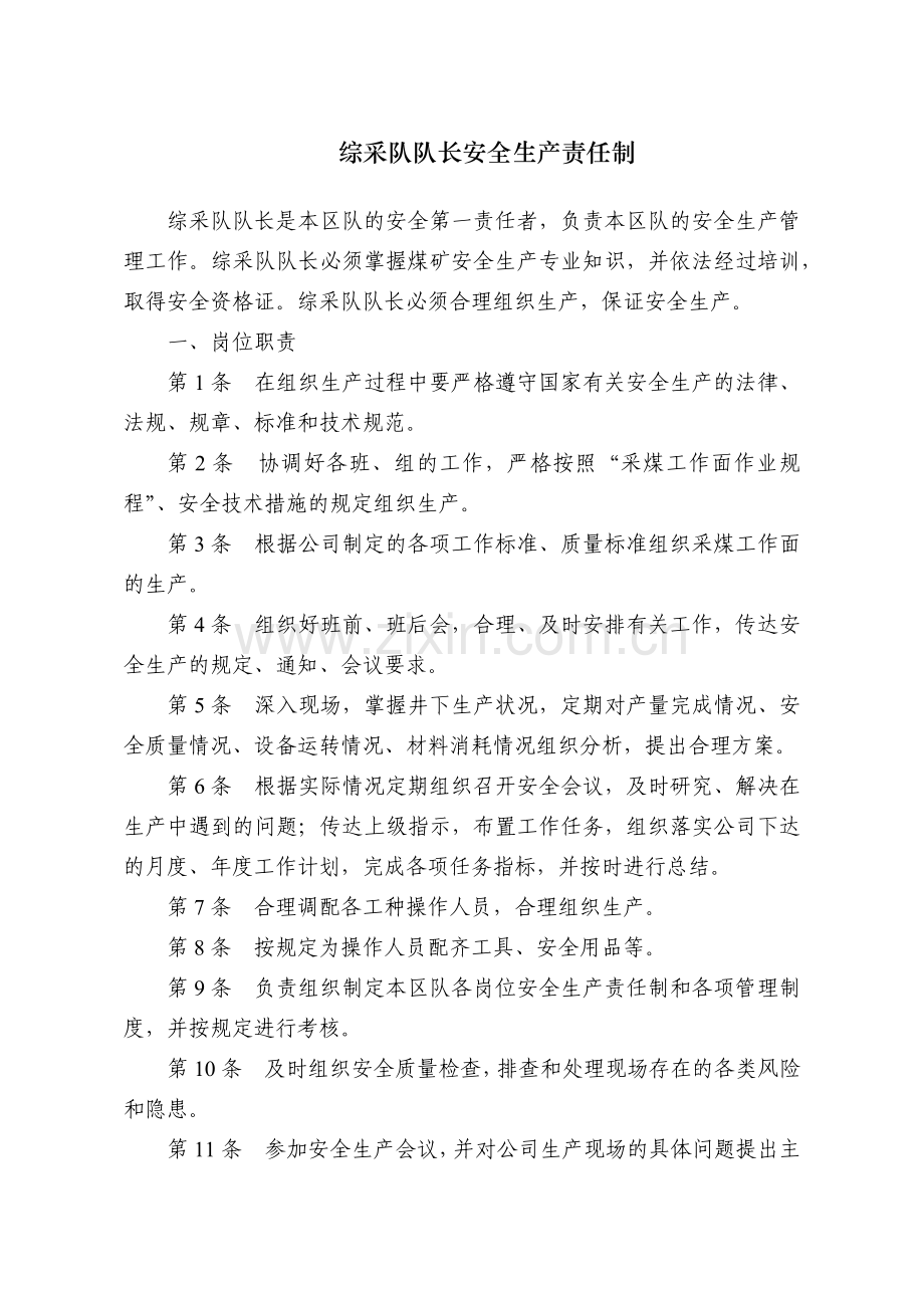 综采队安全生产责任制(2018年修订版).docx_第2页