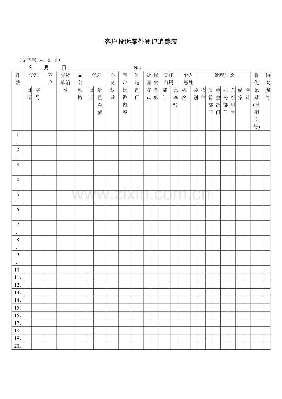 客户投诉案件登记追踪表.docx_第1页