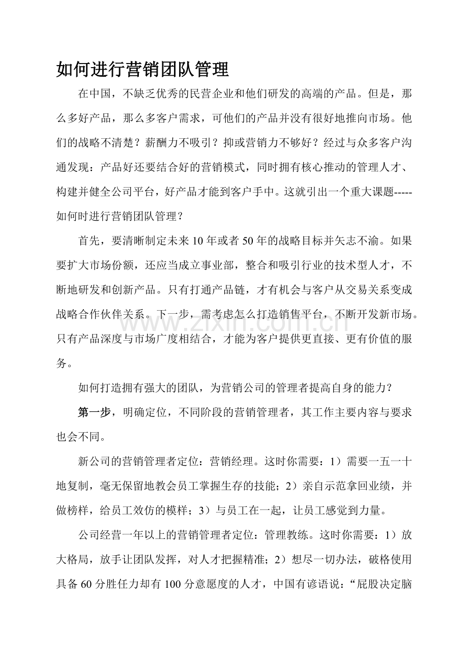 如何进行营销团队管理.docx_第1页